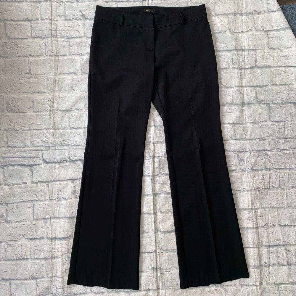 Forever 21 women L flat front pull on dress pants black